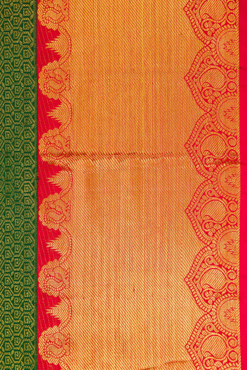 Border image of Green Dual Tone Kanjivaram Silk Saree with Zari Brocade on the body and Zari Border. 