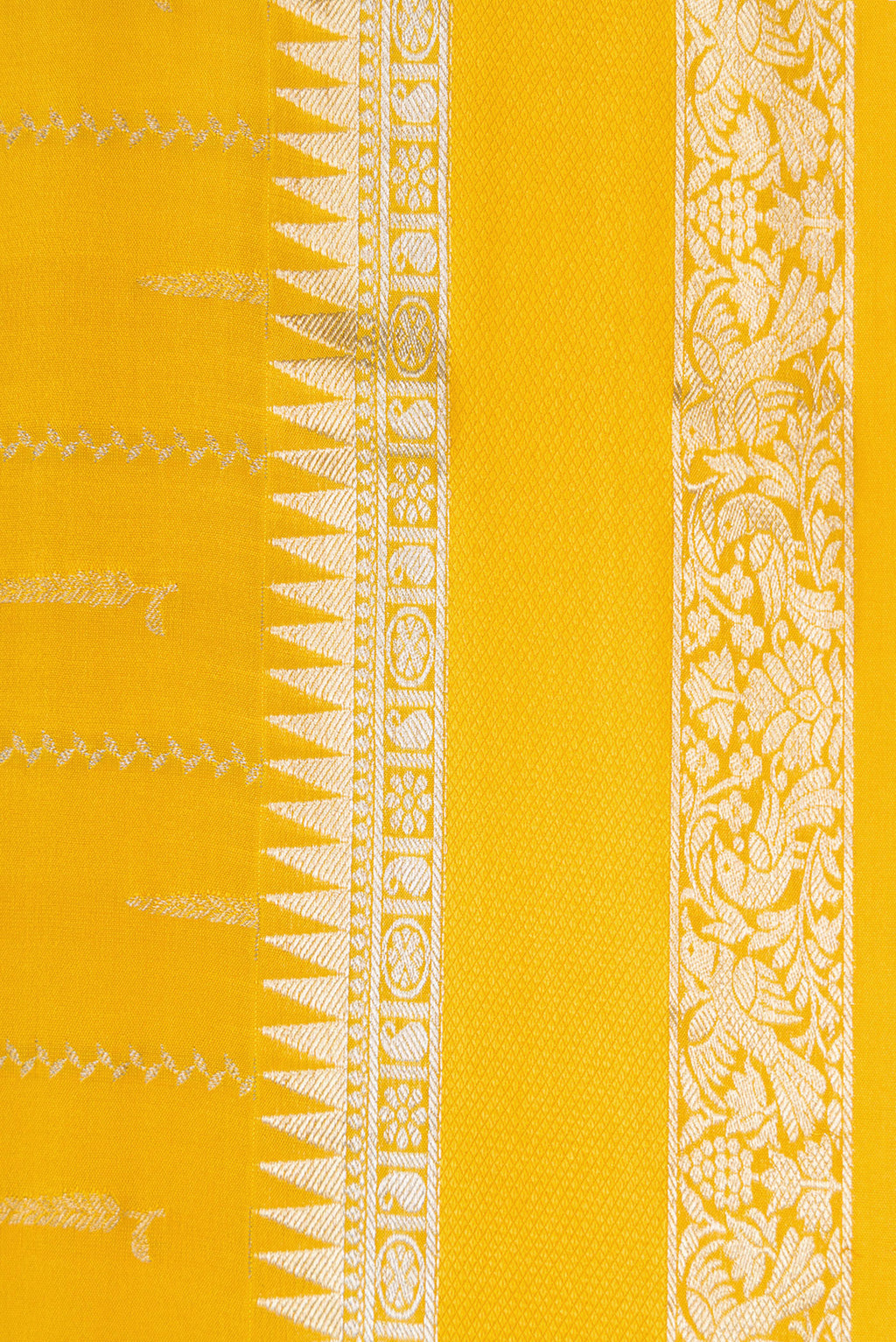 Border image of Mustard Dual Tone Mysore Georgette Saree with Stripes on the body and Zari And Thread Border. 
