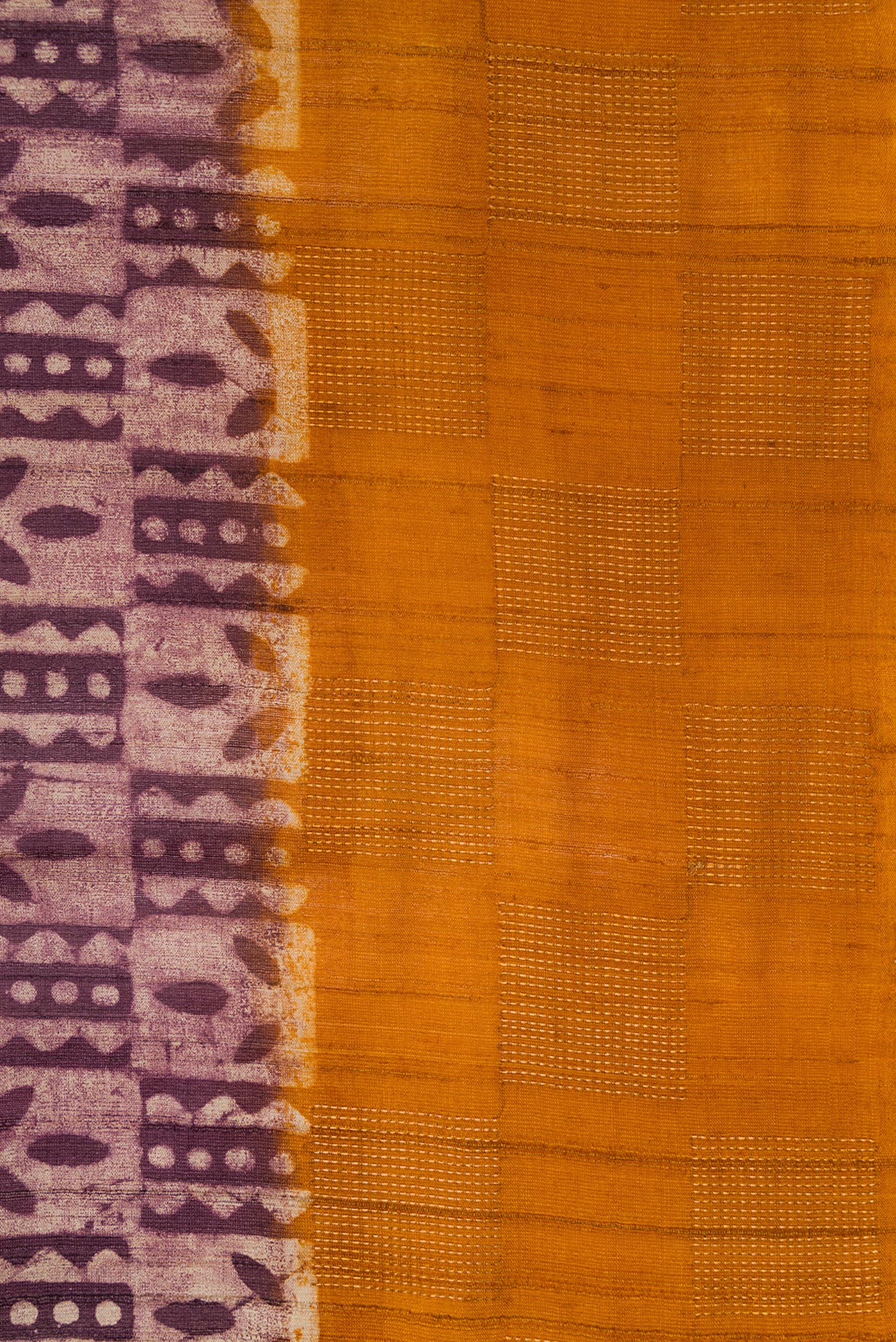 Border image of Purple Dual Tone Tussar Silk Saree with Printed design on the body and Zari Border. 