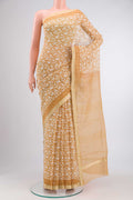 Off White Kota Cotton SareePrinted design on the body and Plain Border displayed on a mannequin