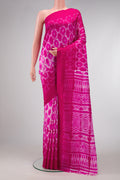 Pink Dual Tone Tussar Silk Saree with Printed design on the body and Plain Border.  displayed on a mannequin