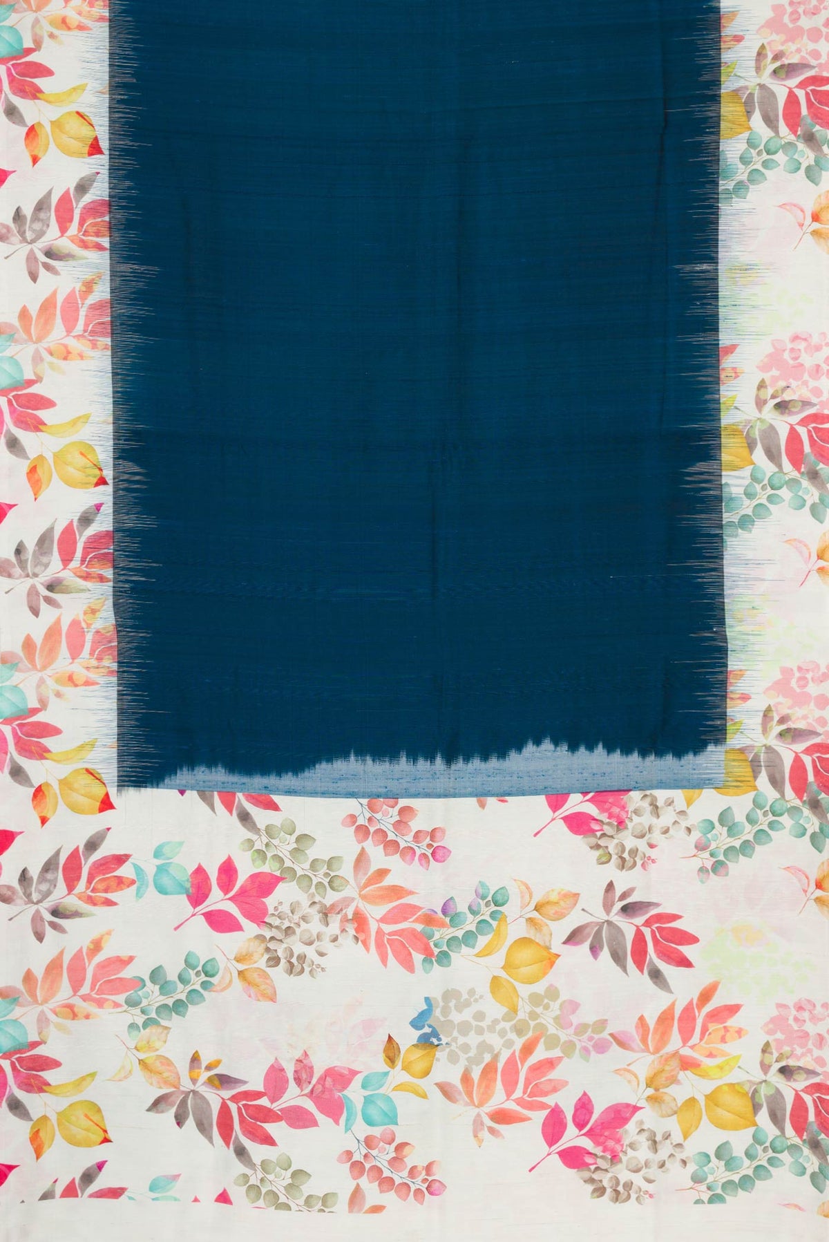 Flat view of Navy Blue Dual Tone Kanchipuram Silk Saree with Plain Body and Printed Border
