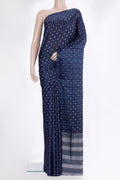 Pure Silk Navy Blue Soft Saree with Jacquard With Zari Butta on the body and Without Border.  displayed on a mannequin