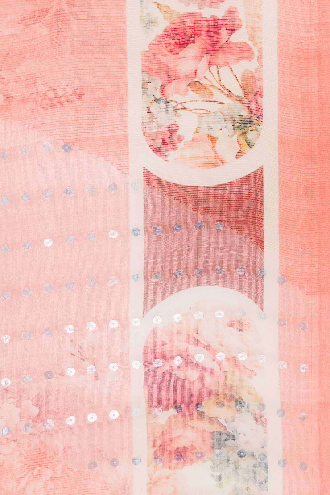 Border image of Peach Dual Tone Tussar Silk Saree with Embroidery on the body and Embroidery Border