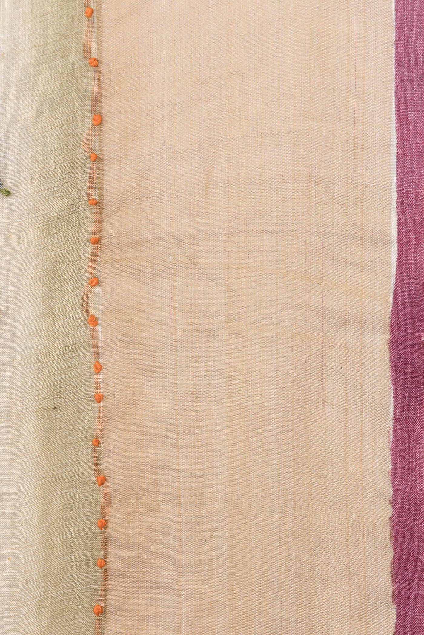 Border image of Beige Dual Tone Tussar Silk Saree with Embroidery on the body and Zari Border. 