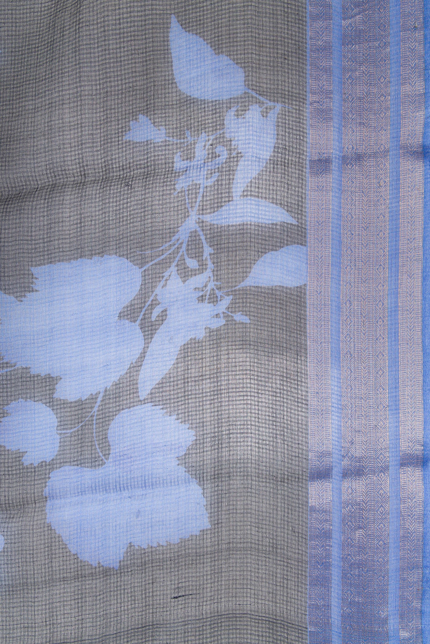 Border image of Black Dual Tone Tussar Silk Saree with Printed design on the body and Zari Border. 