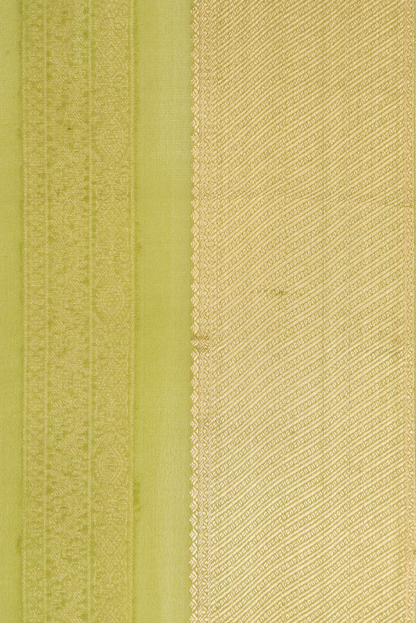 Border image of Pista Green Dual Tone Mysore Silk Saree with Stripes on the body and Zari Border. 