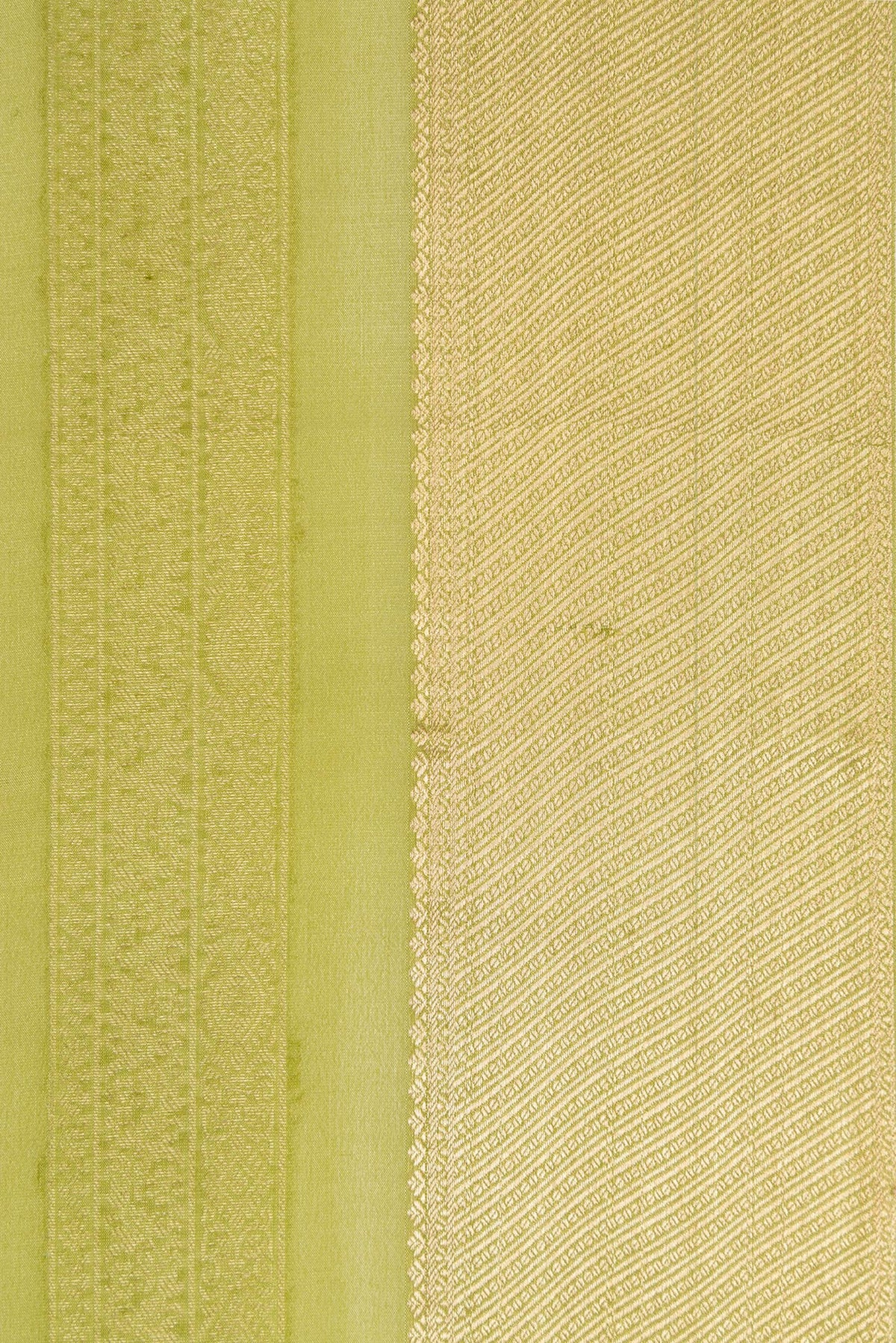 Border image of Pista Green Dual Tone Mysore Silk Saree with Stripes on the body and Zari Border. 