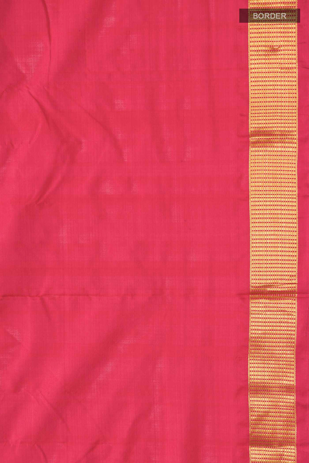 Border image of Red Kanchipuram Silk Saree with Plain Body and Zari Border