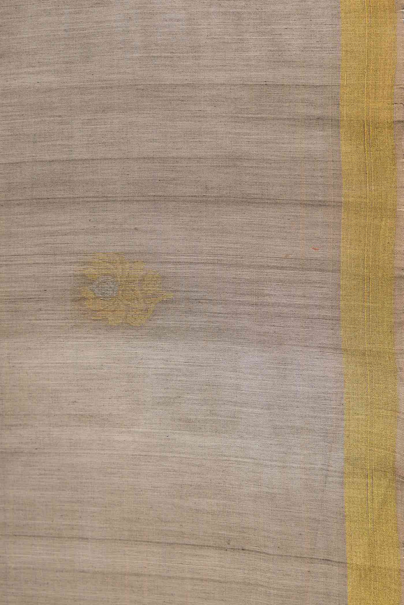 Border image of Grey Dual Tone Silk Cotton Saree with Zari Butta on the body and Zari Border