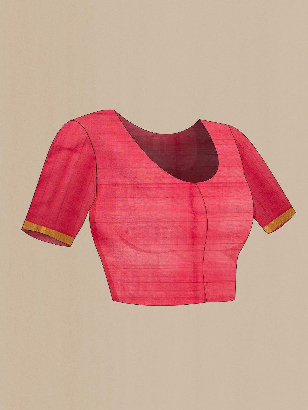 Close up image of the blouse of Mustard Dual Tone Silk Cotton Saree with Zari Butta on the body and Zari Border