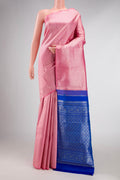 Pink Dual Tone Kanchipuram Silk Saree with Zari Brocade on the body and Without Border displayed on a mannequin