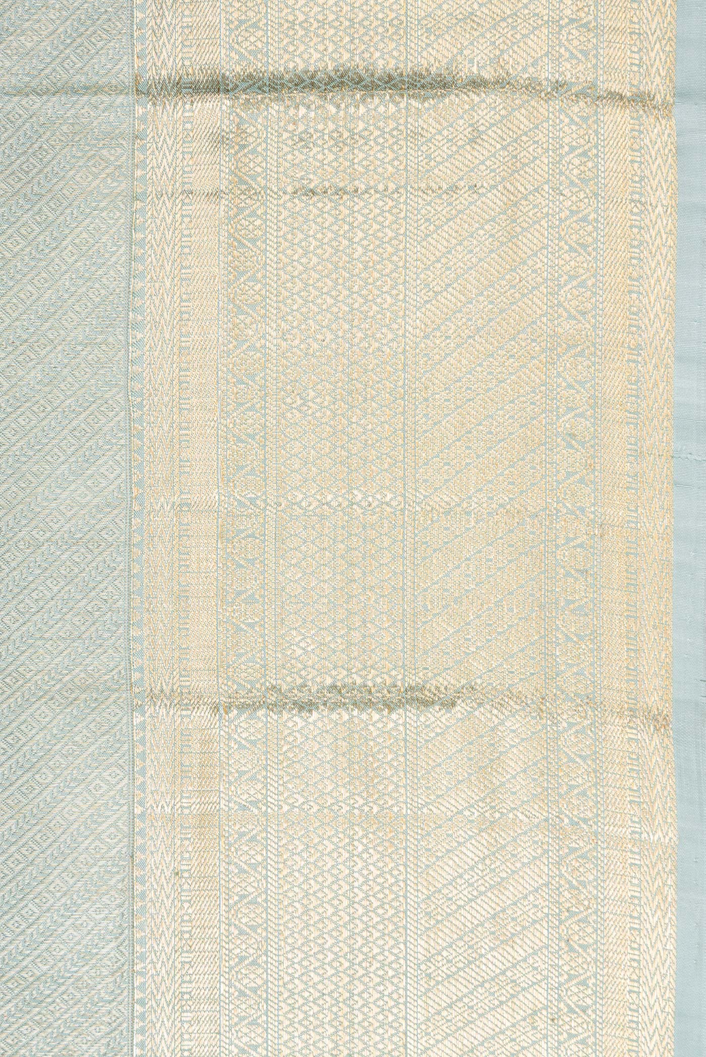 Border image of Grey Dual Tone Kanchipuram Silk Saree with Zari Brocade on the body and Zari Border. 