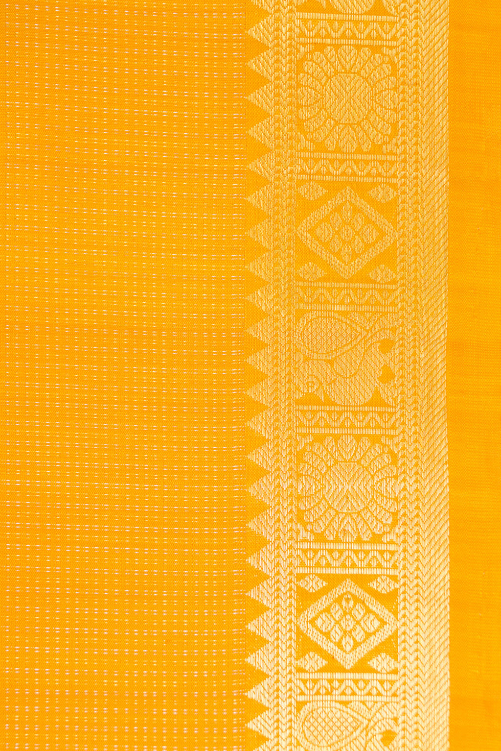 Border image of Mustard Dual Tone Kanchipuram Silk Saree with Stripes on the body and Zari Border. 