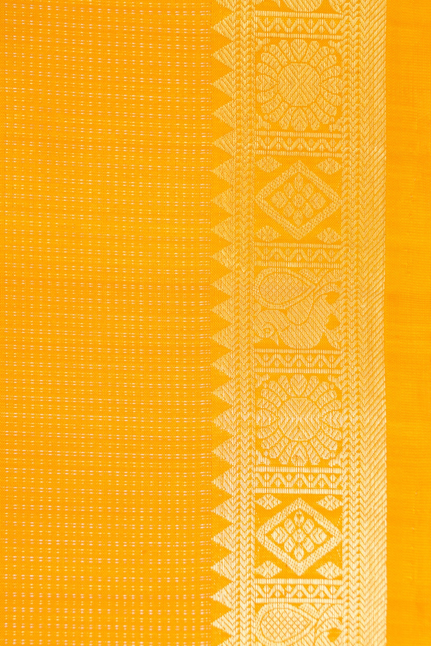 Border image of Mustard Dual Tone Kanchipuram Silk Saree with Stripes on the body and Zari Border. 