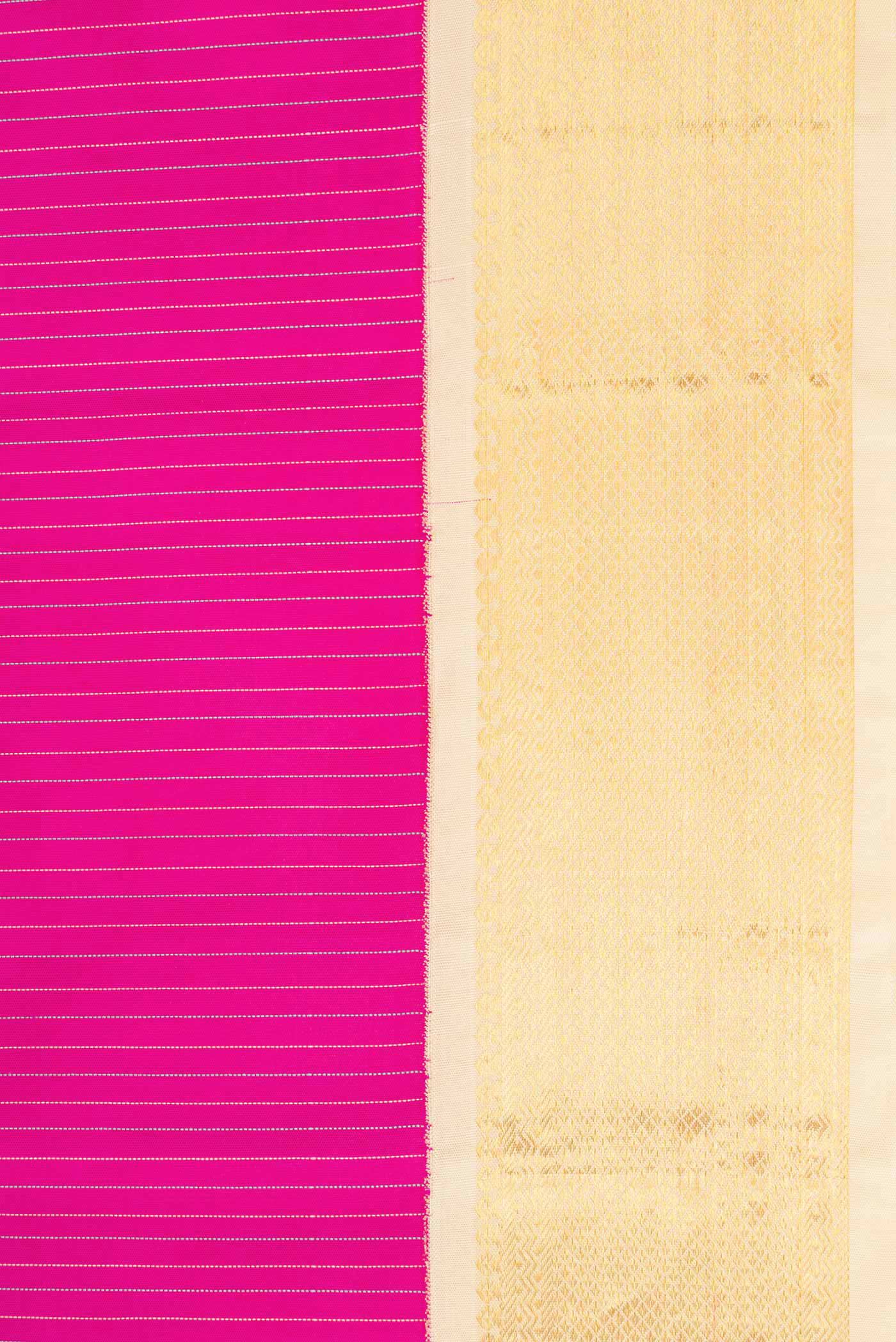 Border image of Pink Dual Tone Kanjivaram Silk Saree with Stripes on the body and Ganga Jamuna Border. 