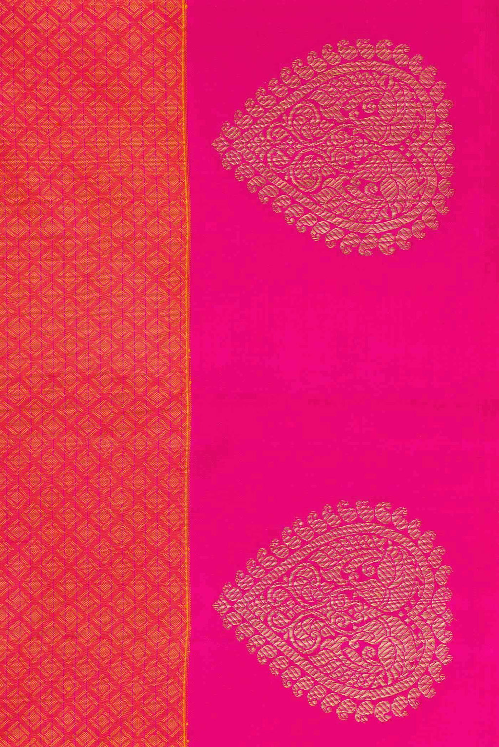 Border image of Orange Dual Tone Kanjivaram Silk Saree with Jacquard design on the body and Fancy Border. 