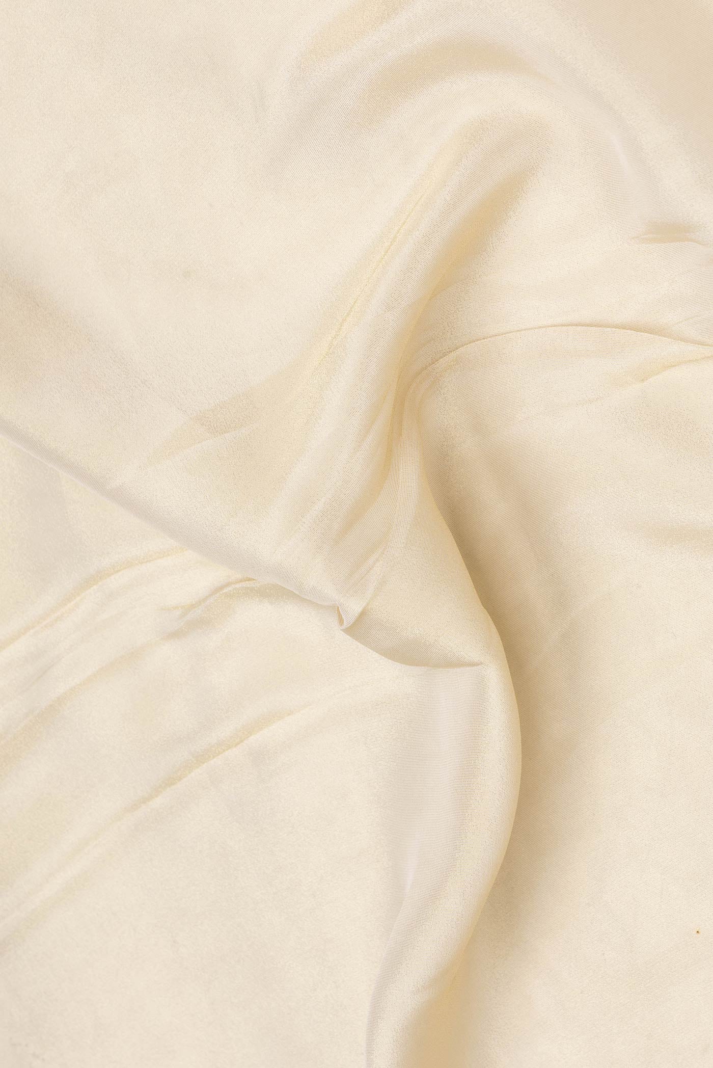 Close up of Beige Dual Tone Mysore Georgette Saree with Plain Body and Embroidery Border.  displaying folds