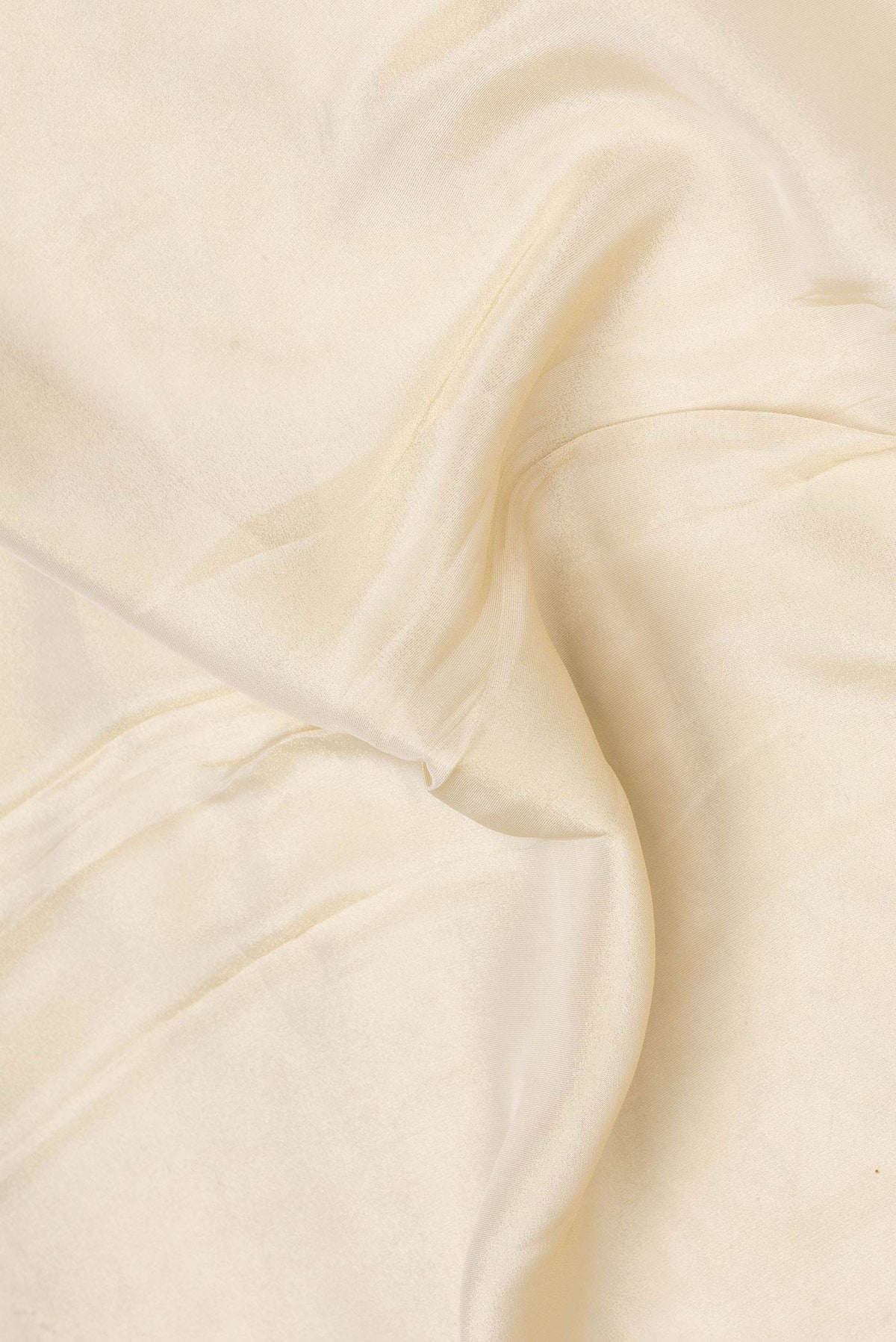 Close up of Beige Dual Tone Mysore Georgette Saree with Plain Body and Embroidery Border.  displaying folds