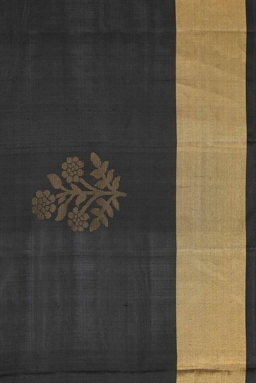 Border image of Black Dual Tone Soft Silk Saree with Zari Butta on the body and Zari Border. 