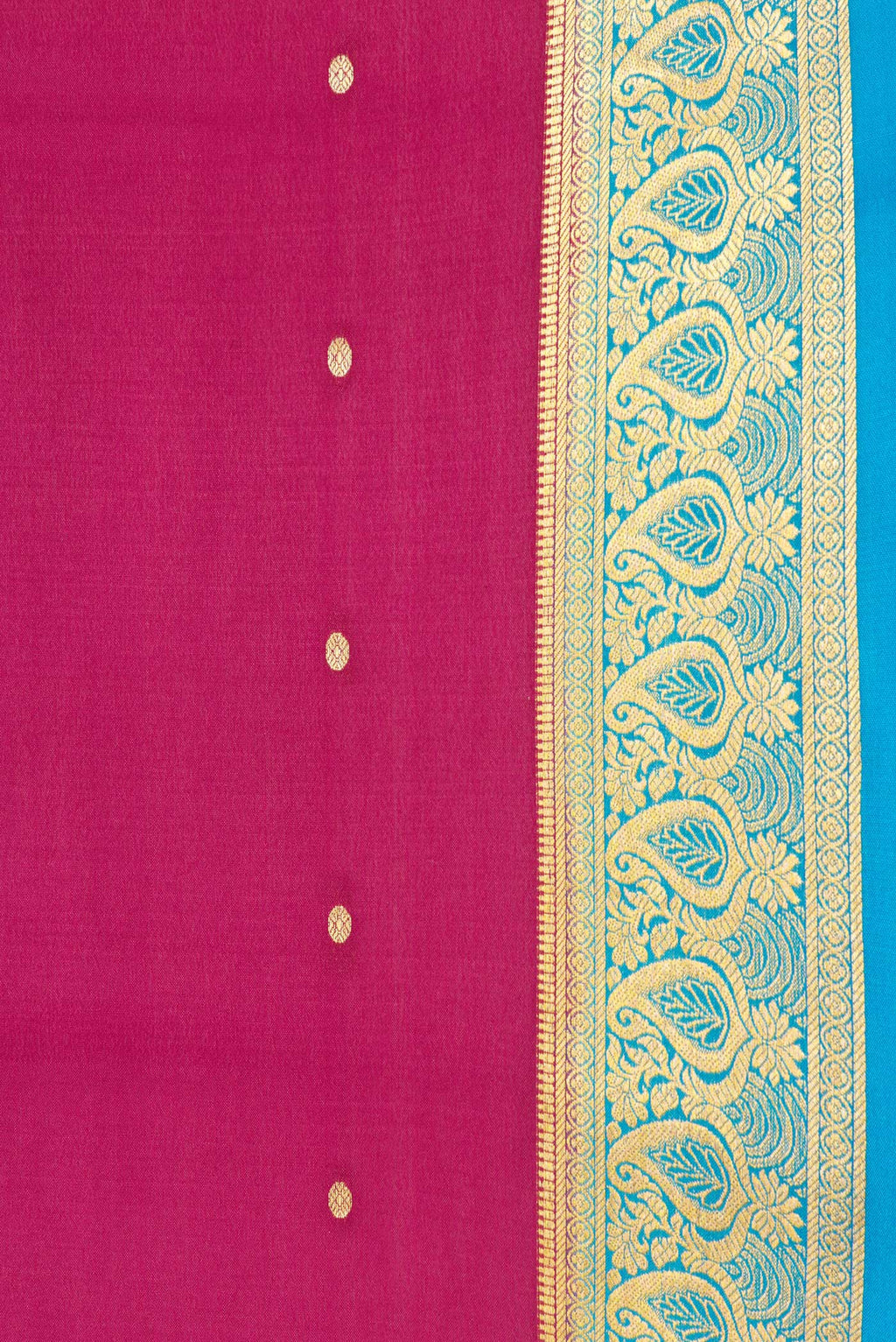 Border image of Magenta Dual Tone Mysore Silk Saree with Zari Butta on the body and Zari Border. 