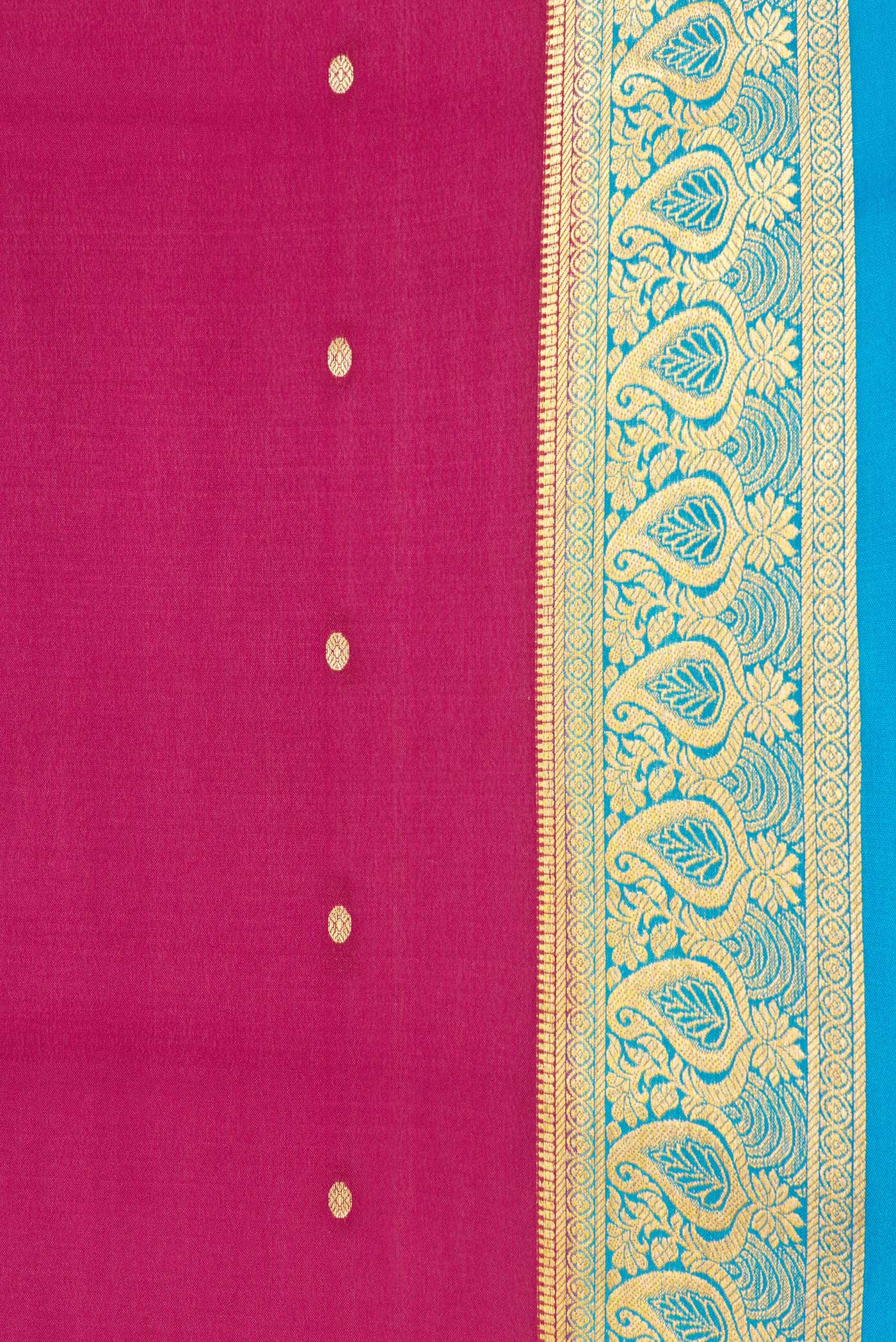 Border image of Magenta Dual Tone Mysore Silk Saree with Zari Butta on the body and Zari Border. 
