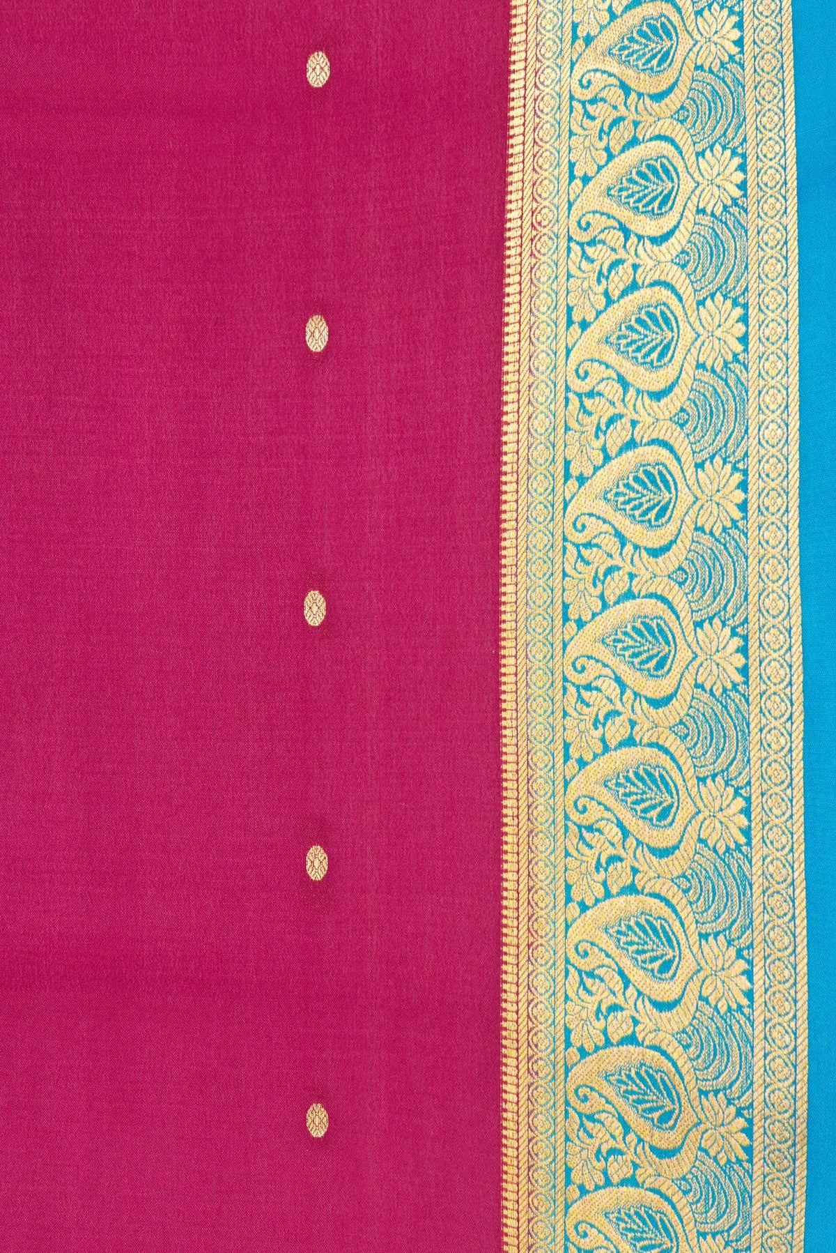 Border image of Magenta Dual Tone Mysore Silk Saree with Zari Butta on the body and Zari Border. 