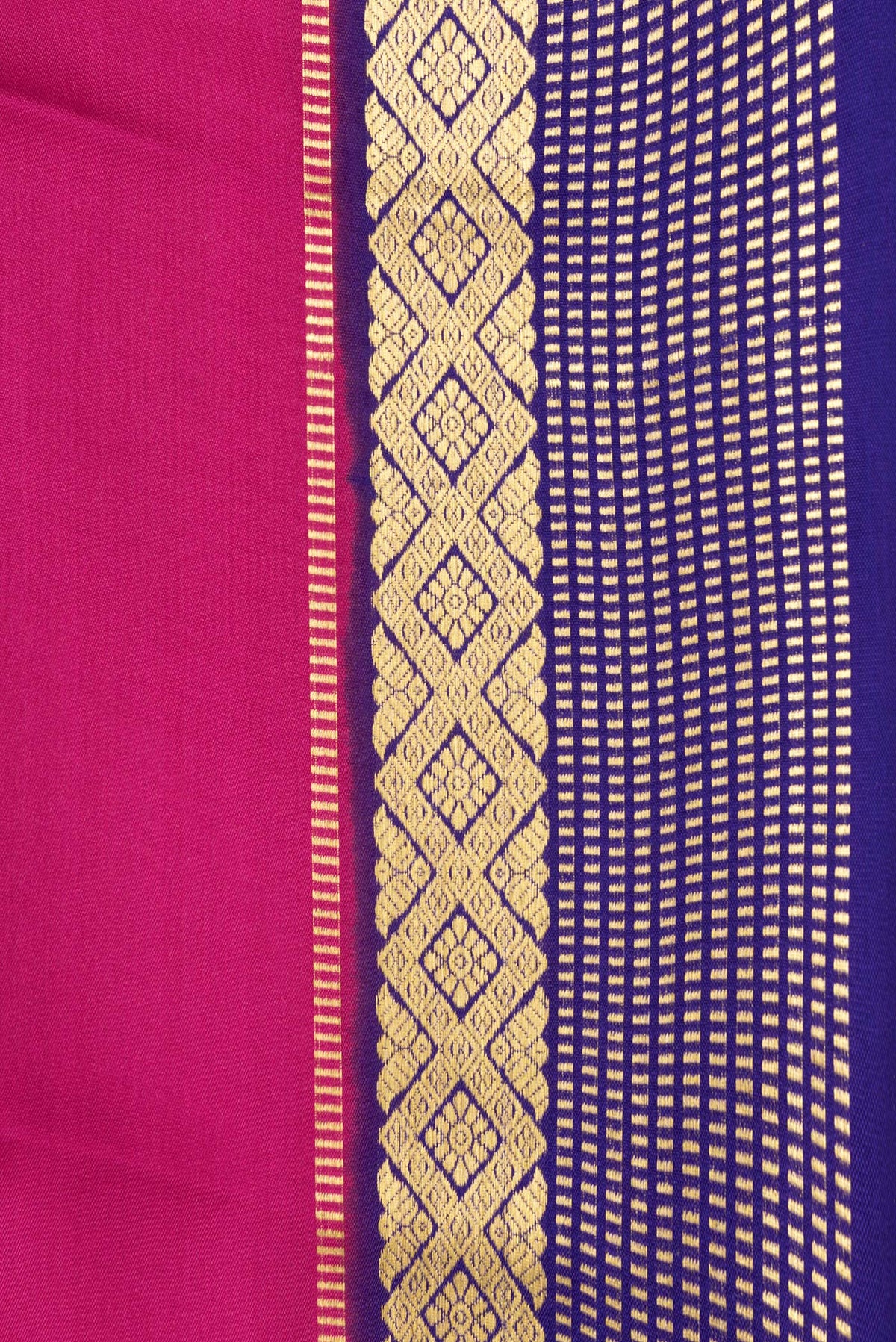 Border image of Dark Pink Dual Tone Mysore Crepe Saree with Plain Body and Zari Border. 