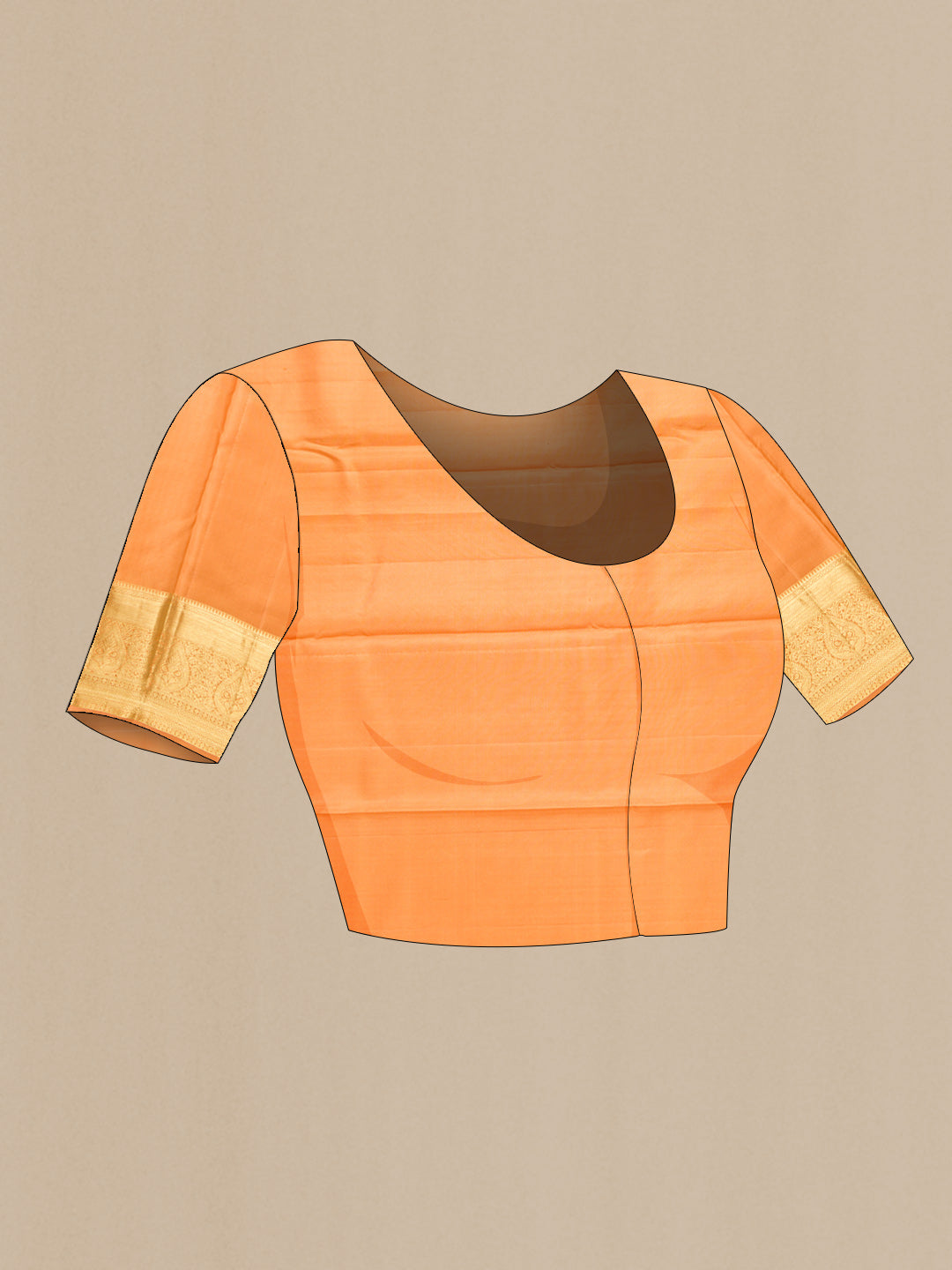 Close up image of the blouse of Pink Dual Tone Kanjivaram Silk Saree with Zari Brocade on the body and Zari Border. 