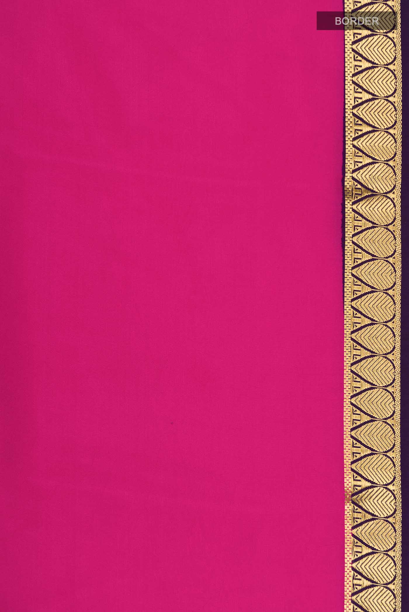 Border image of Pure Silk Pure Zari Pink Mysore Crepe Saree with Plain Body and Zari Border
