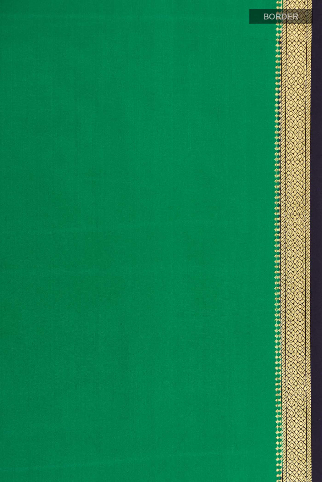 Border image of Pure Silk Pure Zari Green Mysore Crepe Saree with Plain Body and Zari Border