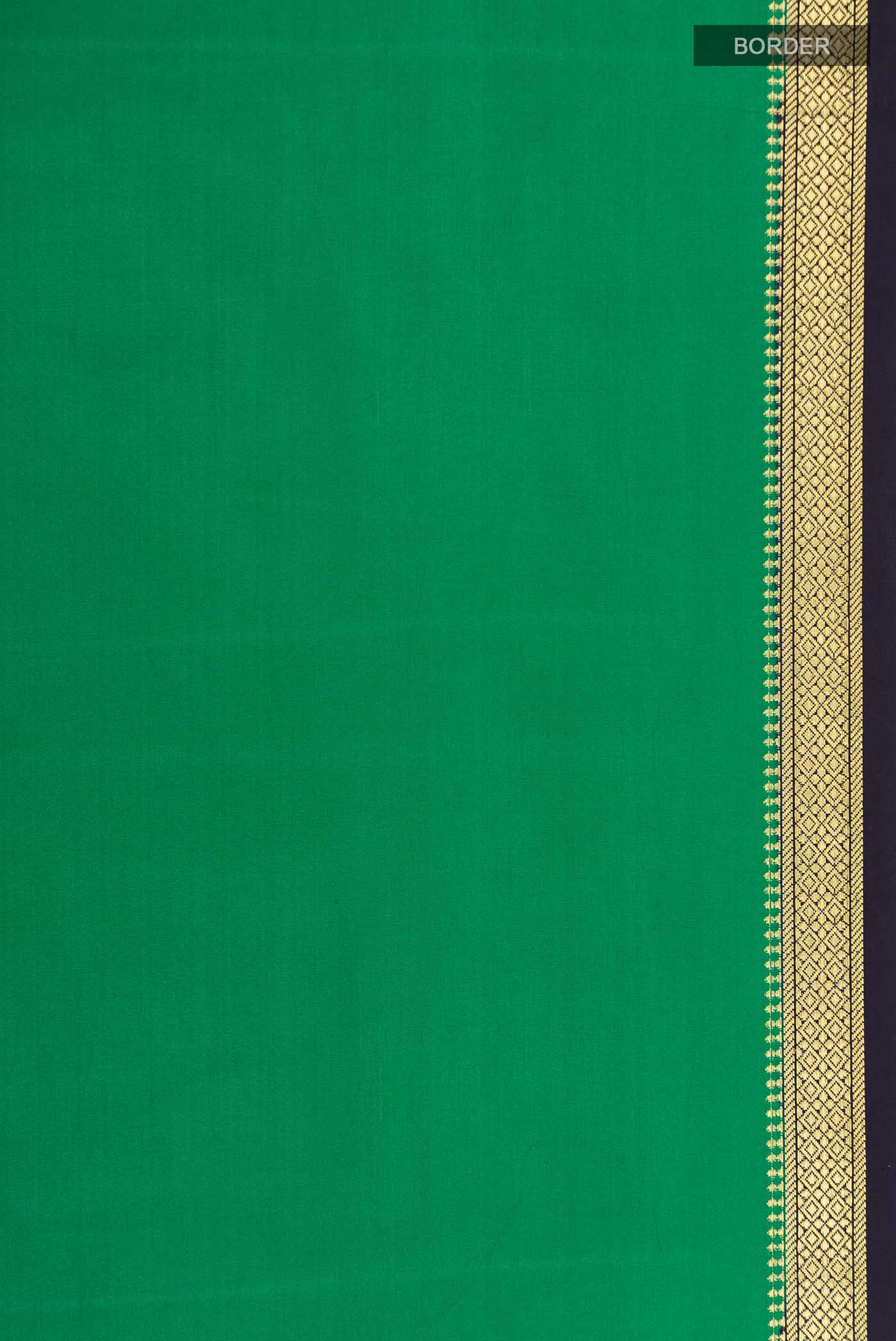 Border image of Pure Silk Pure Zari Green Mysore Crepe Saree with Plain Body and Zari Border