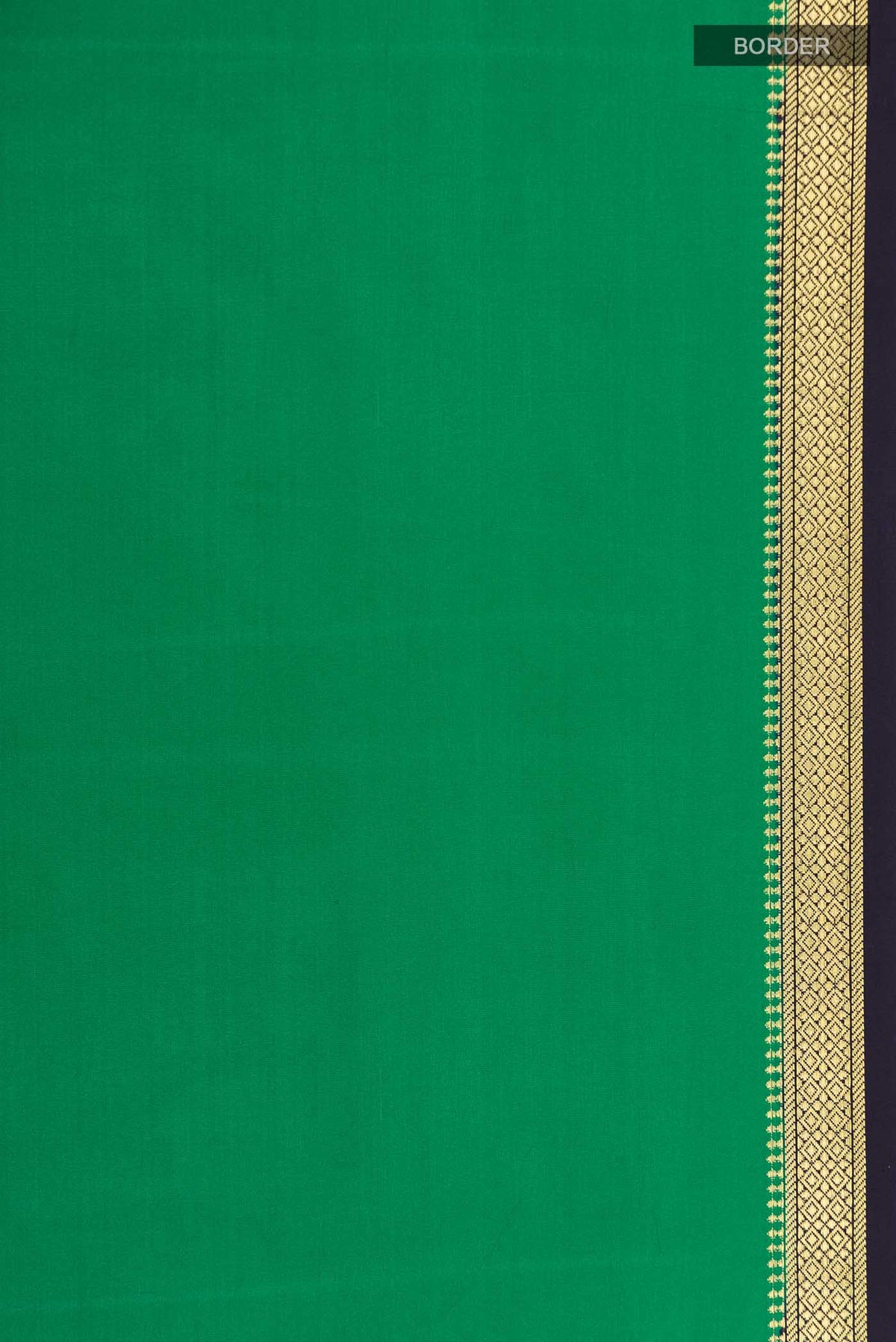 Border image of Pure Silk Pure Zari Green Mysore Crepe Saree with Plain Body and Zari Border