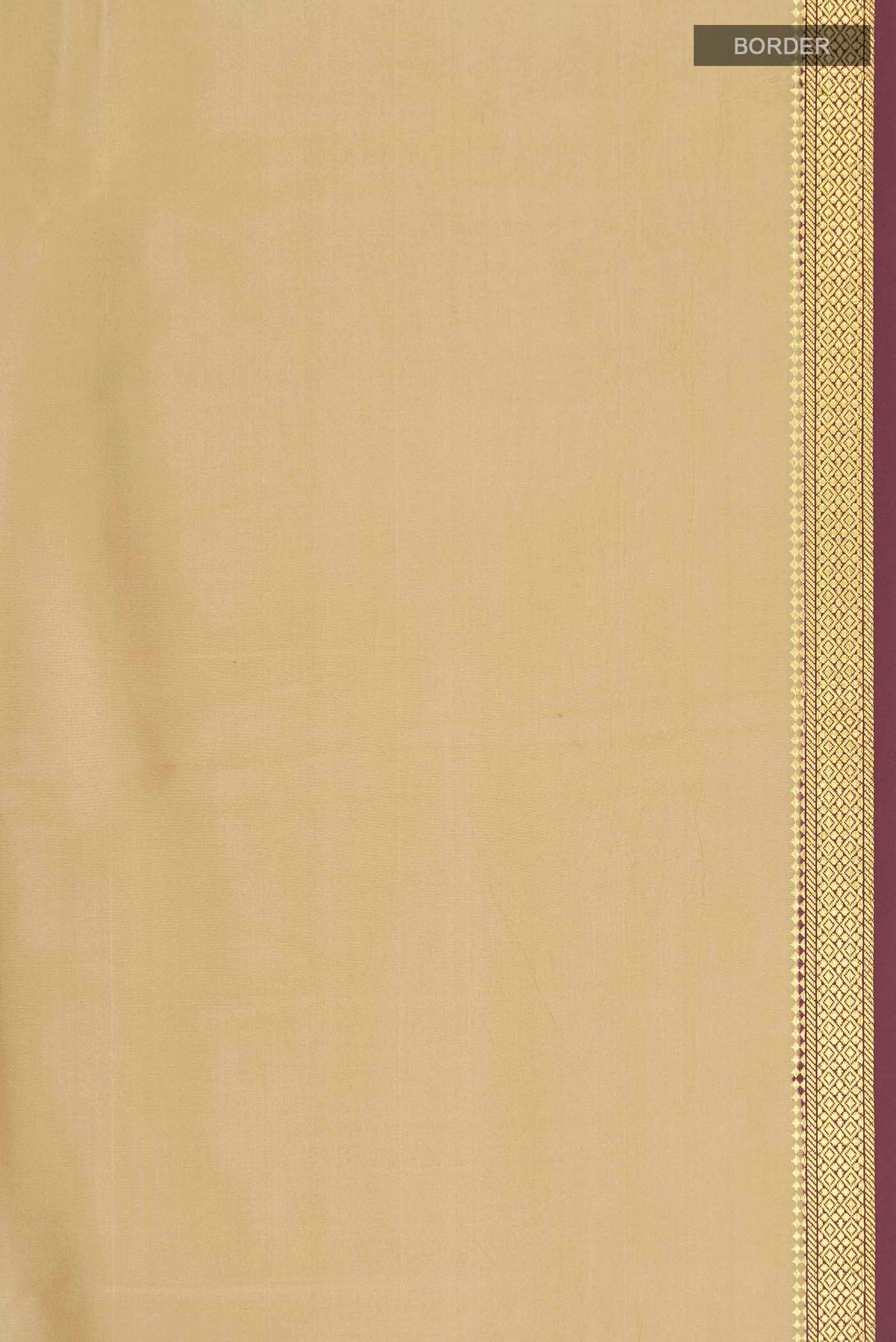 Border image of Pure Silk Pure Zari Beige Mysore Crepe Saree with Plain Body and Zari Border