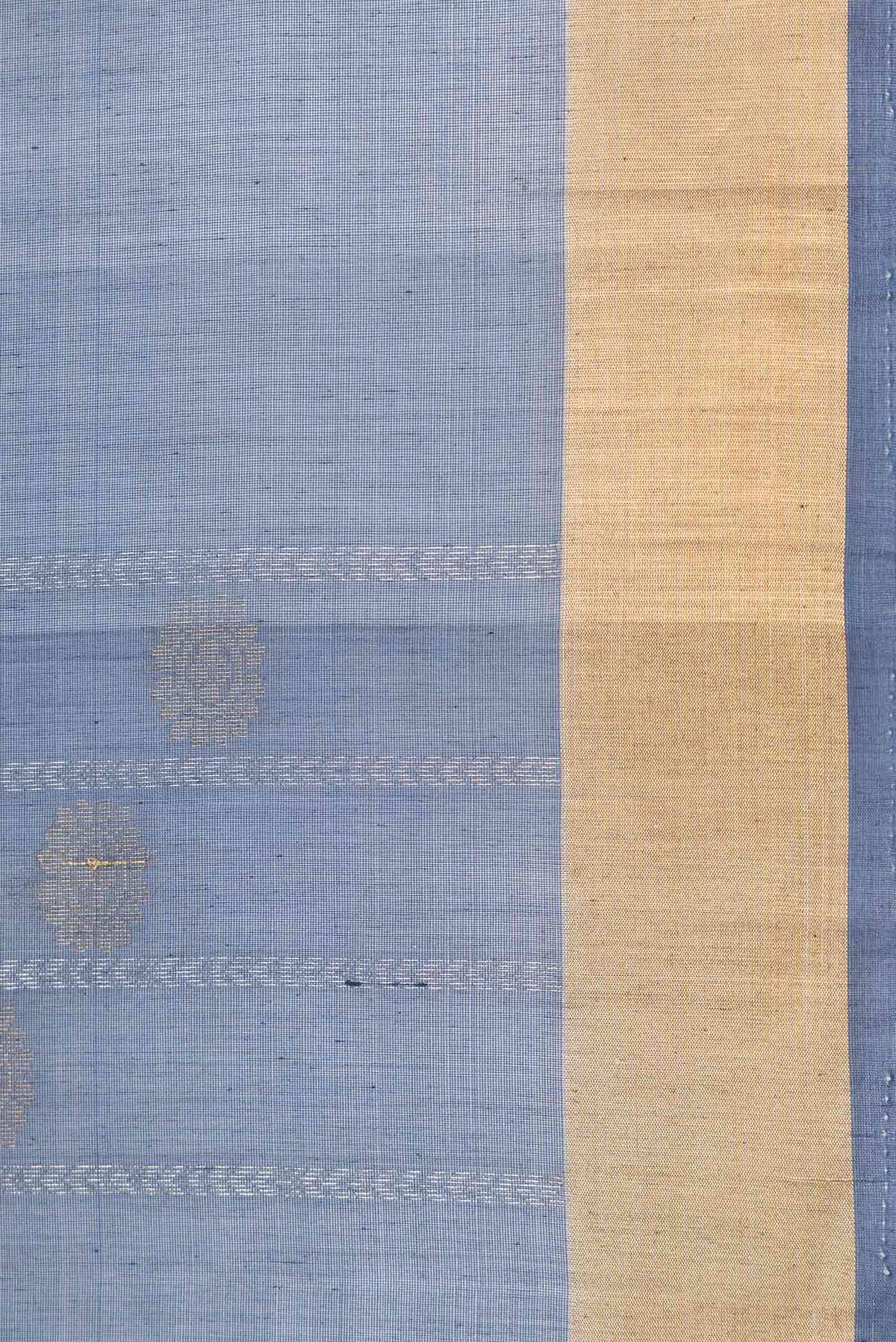 Border image of Grey Dual Tone Silk Cotton Saree with Zari Butta on the body and Zari Border