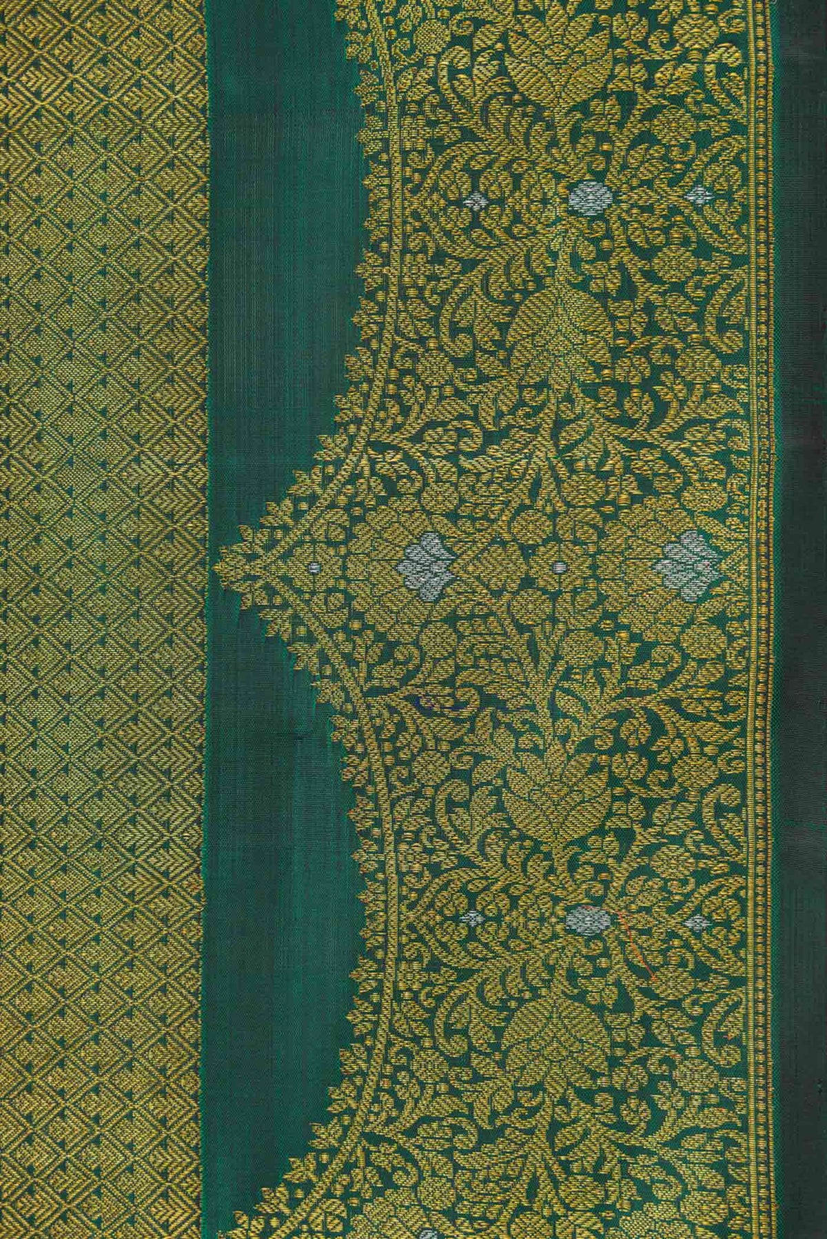 Border image of Green Dual Tone Kanchipuram Silk Saree with Zari Brocade on the body and Fancy Border