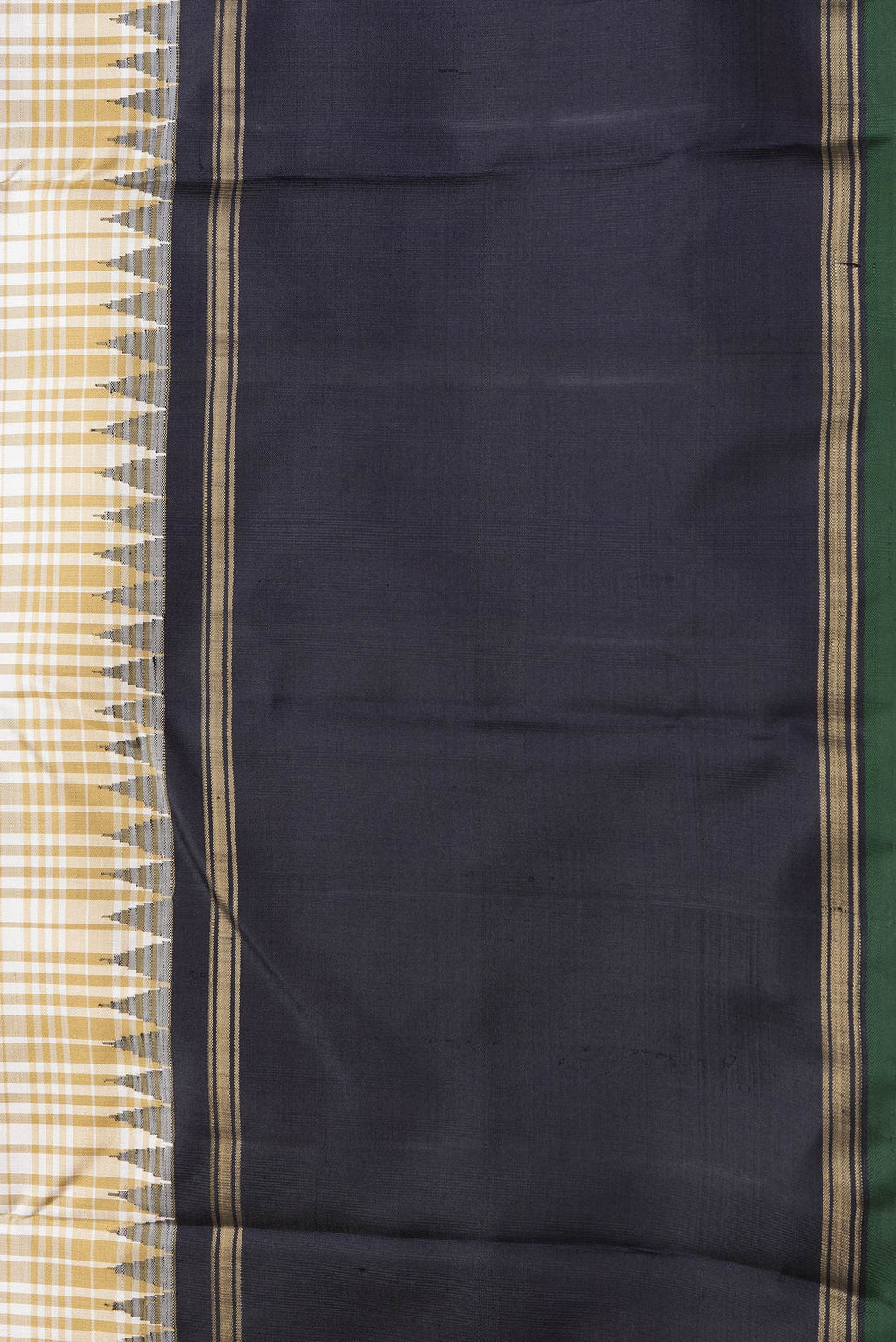 Border image of Beige Dual Tone Kanjivaram Silk Saree with Checked design on the body and Zari Border. 