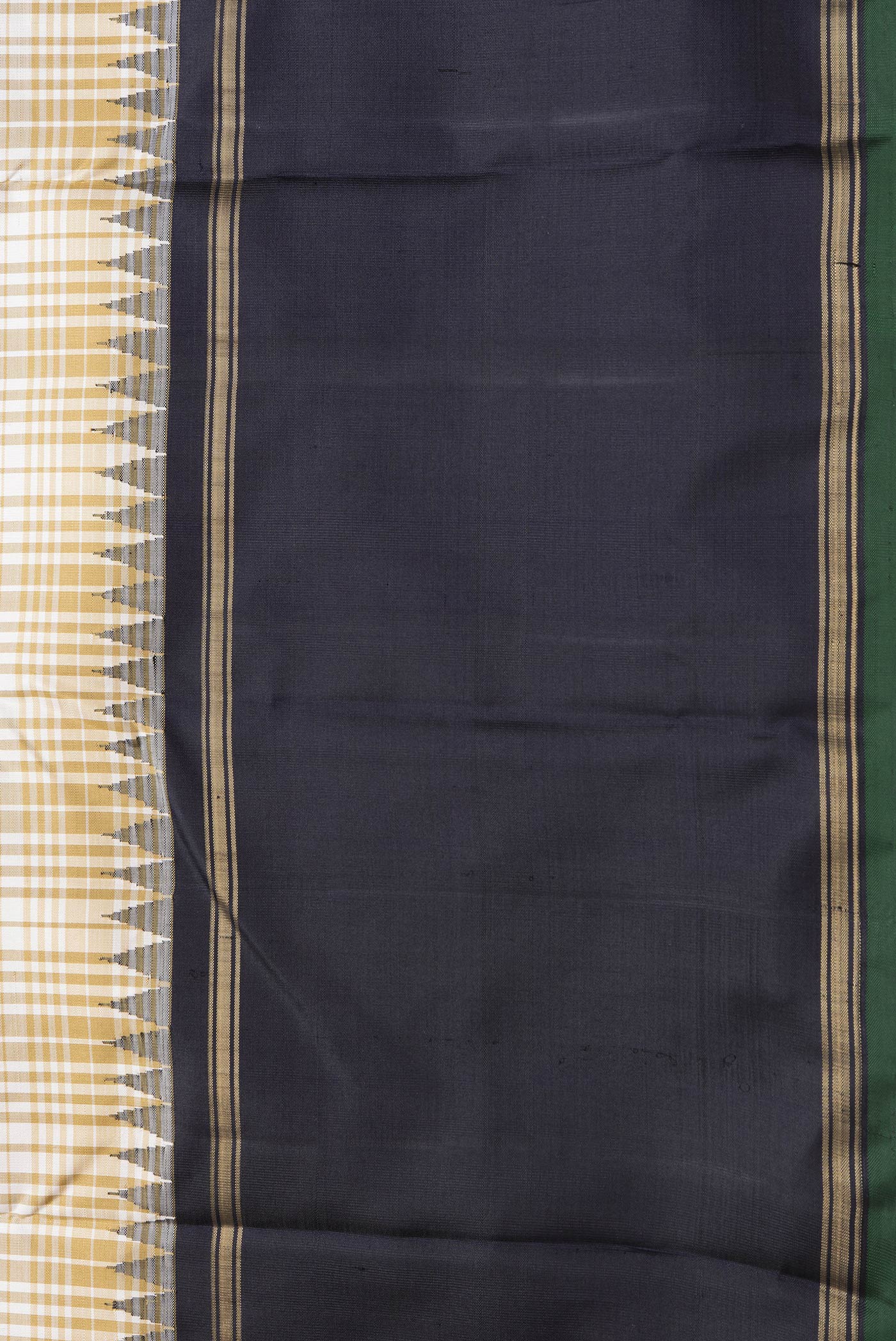 Border image of Beige Dual Tone Kanjivaram Silk Saree with Checked design on the body and Zari Border. 