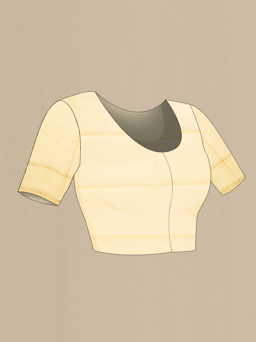 Close up image of the blouse of Red Dual Tone Kanchipuram Silk Saree with Plain Body and Temple Border. 