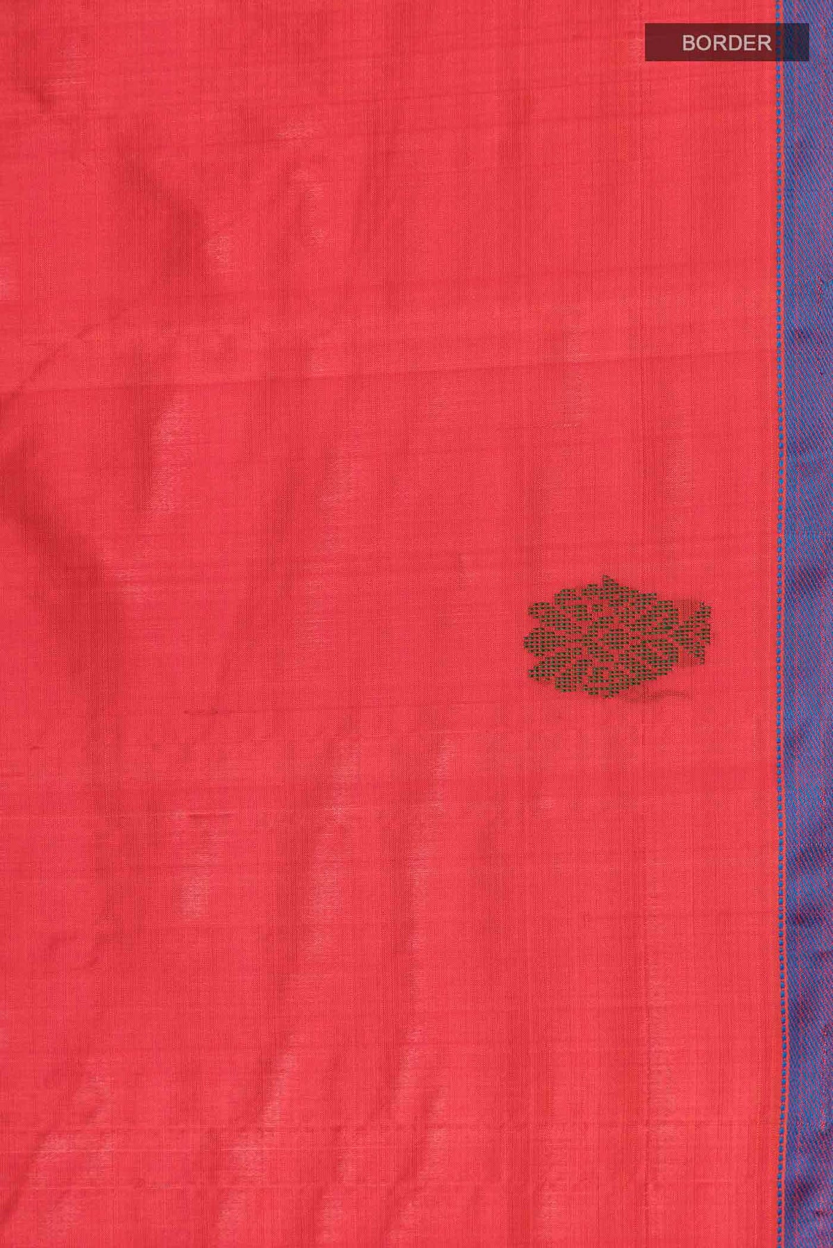 Border image of Orange Kanchipuram Silk Saree with Plain Body and Thread Border