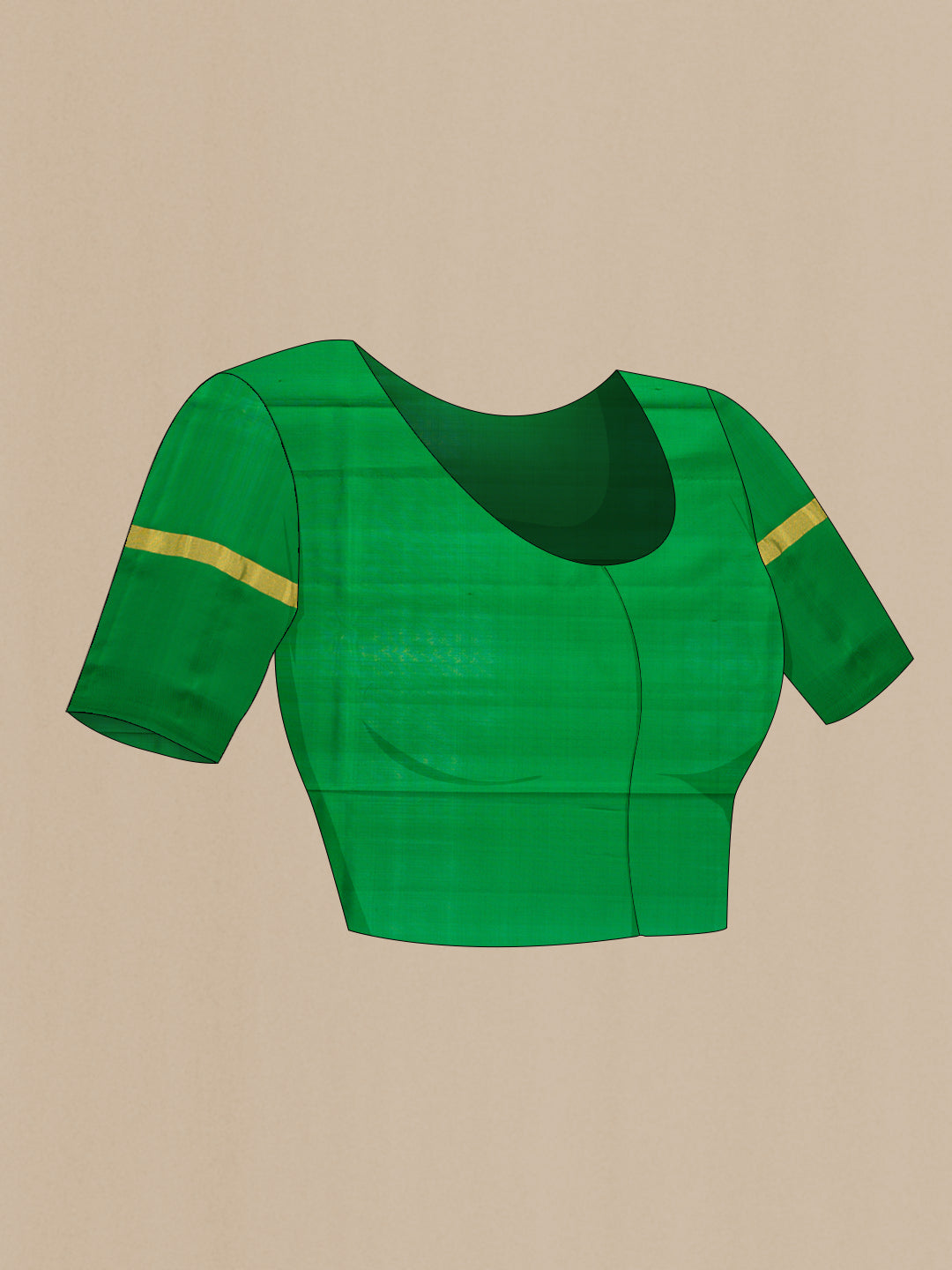 Close up image of the blouse of Red Dual Tone Soft Silk Saree with Zari Butta on the body and Zari Border. 