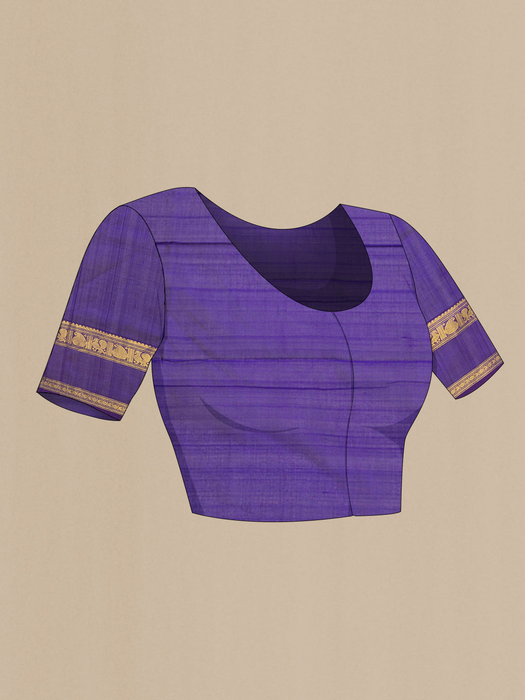 Close up image of the blouse of Green Silk Cotton Saree with Checked design on the body and Zari Border. 