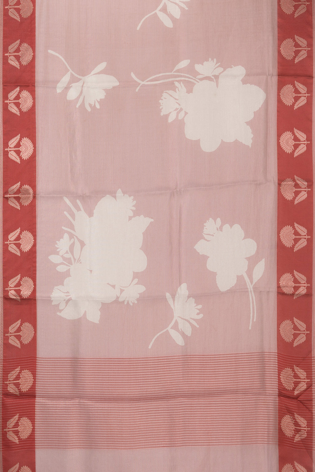 Flat view of Rose Gold Dual Tone Blended Kota Silk Saree with Checked design on the body and Fancy Border. 