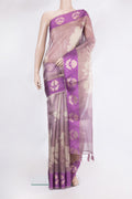 Rose Gold Blended Kota Silk Saree with Checked design on the body and Fancy Border.  displayed on a mannequin