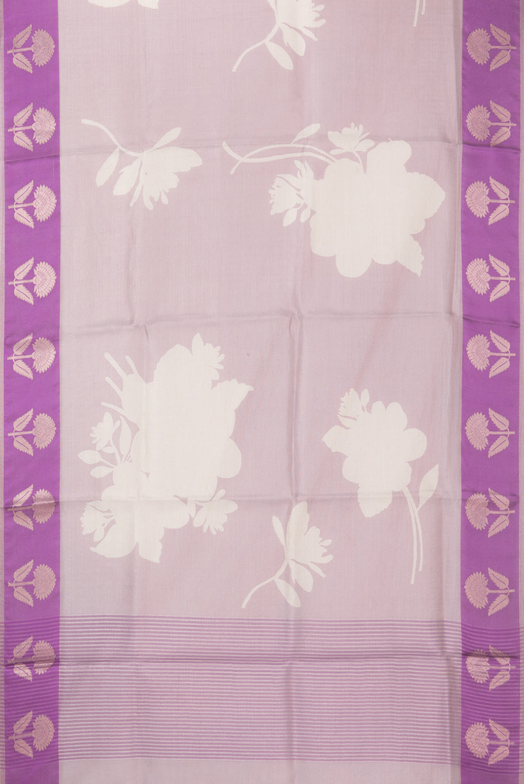 Flat view of Rose Gold Blended Kota Silk Saree with Checked design on the body and Fancy Border. 
