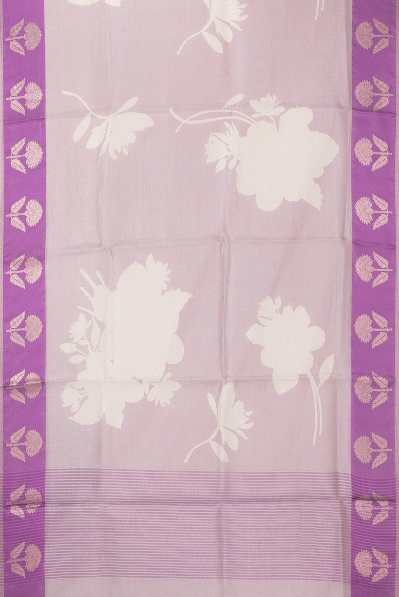 Flat view of Rose Gold Blended Kota Silk Saree with Checked design on the body and Fancy Border. 