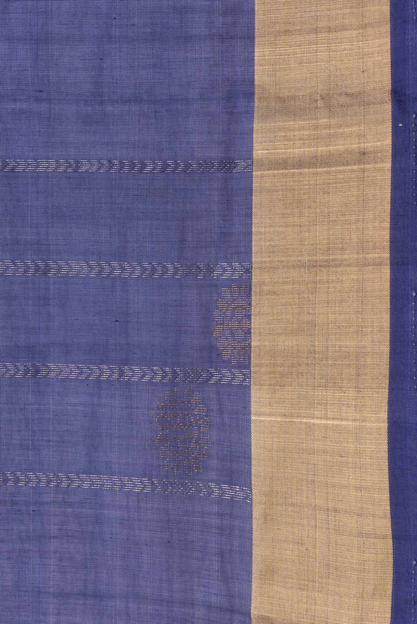Border image of Navy Blue Dual Tone Silk Cotton Saree with Zari Butta on the body and Zari Border. 