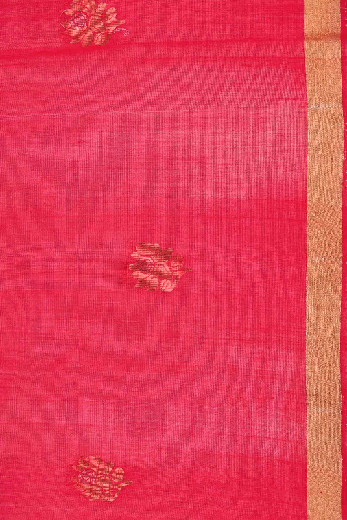 Border image of Red Dual Tone Silk Cotton Saree with Zari Butta on the body and Zari Border