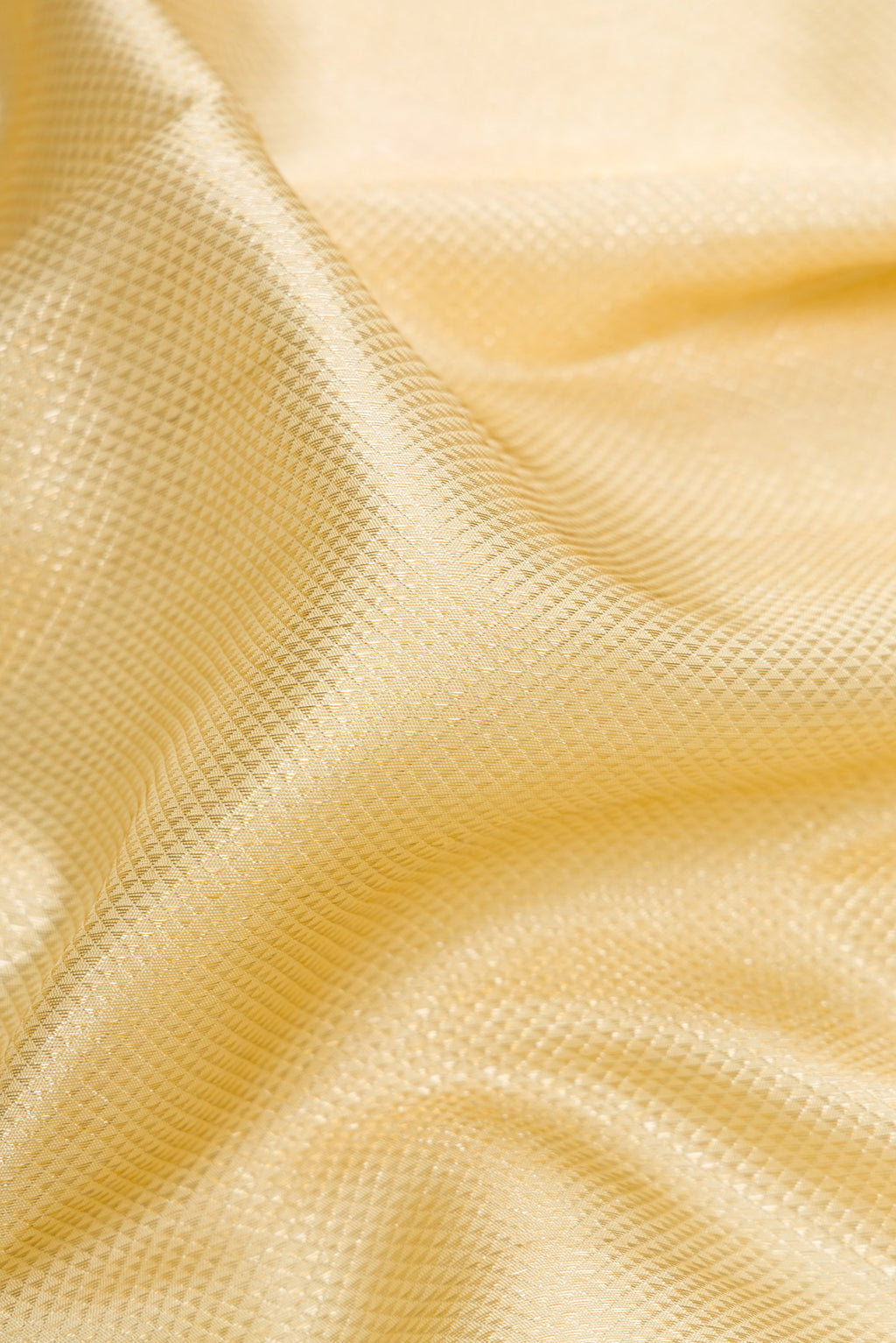 Close up of Sandal Dual Tone Kanchipuram Silk Saree with Zari Brocade on the body and Zari Border.  displaying folds