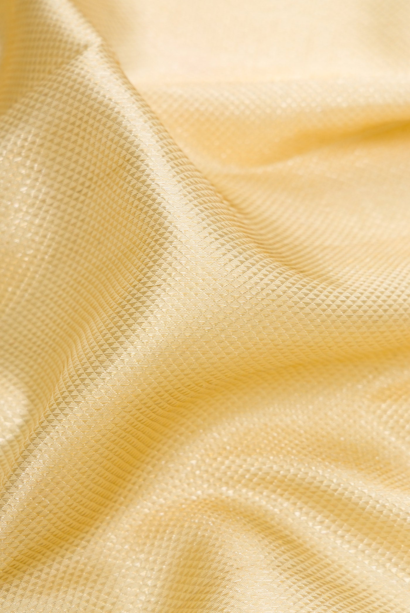 Close up of Sandal Dual Tone Kanchipuram Silk Saree with Zari Brocade on the body and Zari Border.  displaying folds